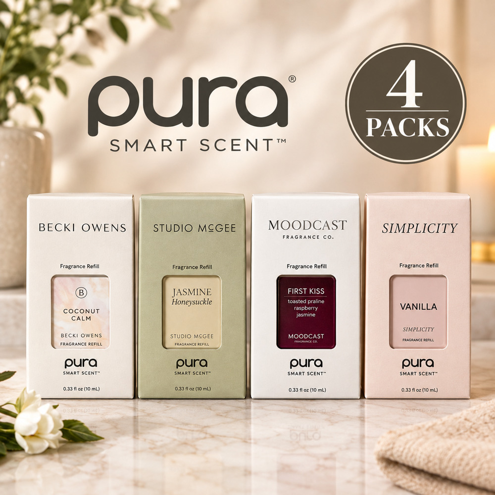 Pura Fragrance Refill 4 Pack Coconut Calm Jasmine Vanilla First Kiss 10mL